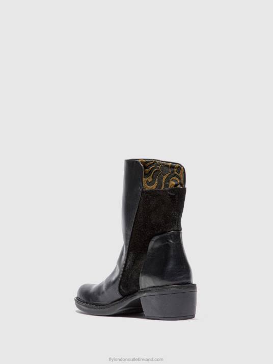Zip Up Ankle Boots MELY074 Women V00W171 RUG/OILSUEDE BLACK Fly London