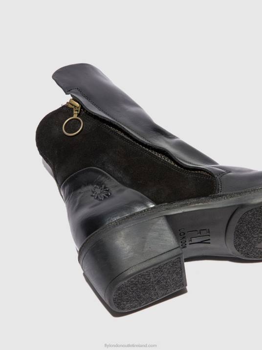 Zip Up Ankle Boots MELY074 Women V00W171 RUG/OILSUEDE BLACK Fly London