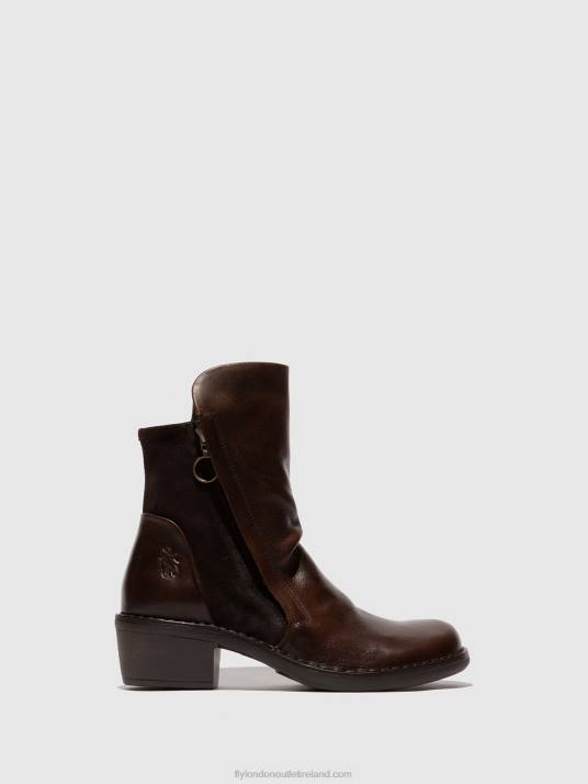 Zip Up Ankle Boots MELY074 Women V00W172 RUG/OILSUEDE DK BROWN/EXPRESSO Fly London