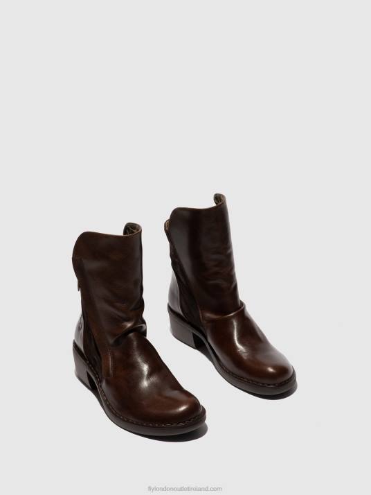 Zip Up Ankle Boots MELY074 Women V00W172 RUG/OILSUEDE DK BROWN/EXPRESSO Fly London