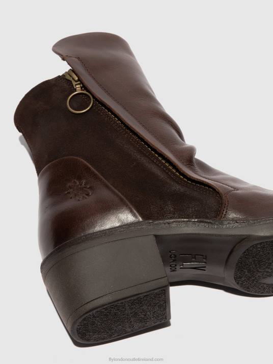 Zip Up Ankle Boots MELY074 Women V00W172 RUG/OILSUEDE DK BROWN/EXPRESSO Fly London