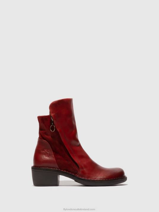 Zip Up Ankle Boots MELY074 Women V00W179 RUG/OILSUEDE RED Fly London