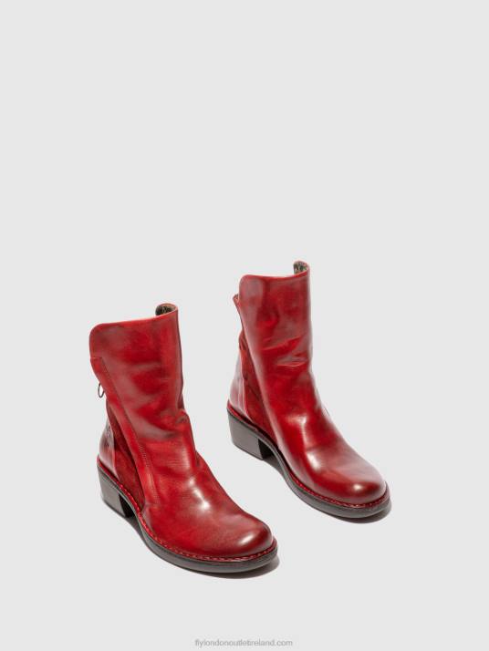 Zip Up Ankle Boots MELY074 Women V00W179 RUG/OILSUEDE RED Fly London