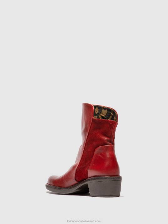 Zip Up Ankle Boots MELY074 Women V00W179 RUG/OILSUEDE RED Fly London