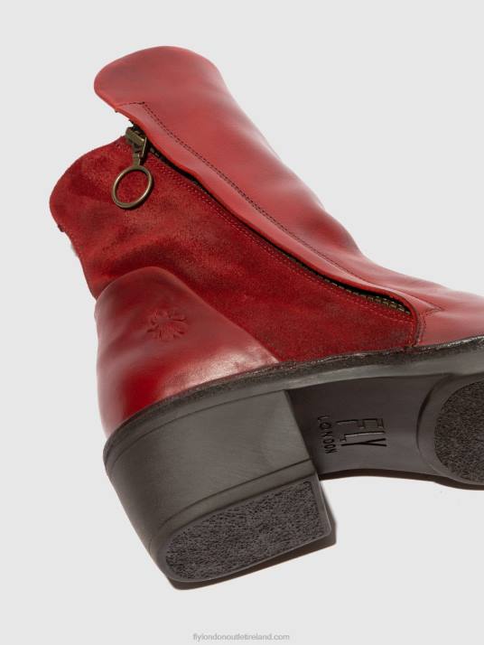 Zip Up Ankle Boots MELY074 Women V00W179 RUG/OILSUEDE RED Fly London