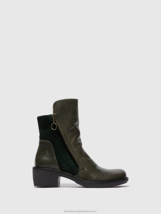 Zip Up Ankle Boots MELY074 Women V00W57 DIESEL/GREEN FOREST Fly London