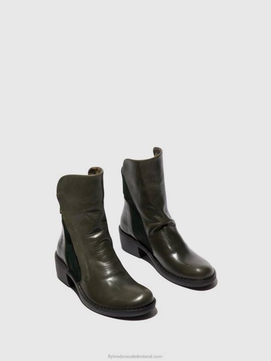 Zip Up Ankle Boots MELY074 Women V00W57 DIESEL/GREEN FOREST Fly London