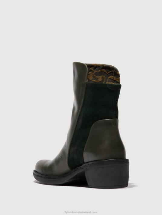 Zip Up Ankle Boots MELY074 Women V00W57 DIESEL/GREEN FOREST Fly London
