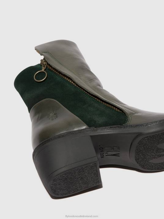 Zip Up Ankle Boots MELY074 Women V00W57 DIESEL/GREEN FOREST Fly London