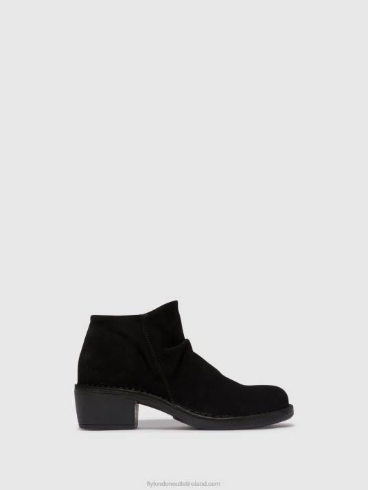 Zip Up Ankle Boots MERK093 Women V00W2 OIL SUEDE BLACK Fly London