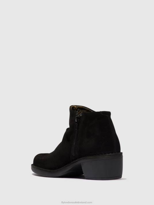 Zip Up Ankle Boots MERK093 Women V00W2 OIL SUEDE BLACK Fly London