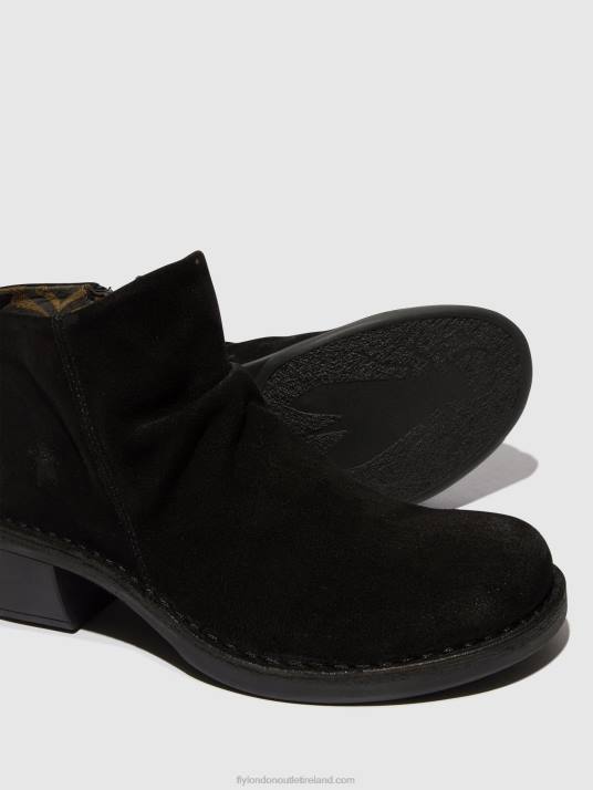 Zip Up Ankle Boots MERK093 Women V00W2 OIL SUEDE BLACK Fly London