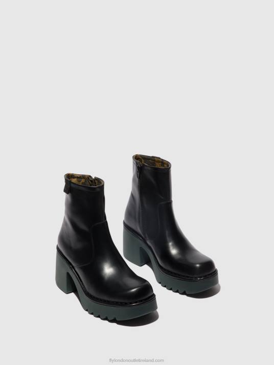 Zip Up Ankle Boots MOGE250 Women V00W51 BLACK (TEAL SOLE) Fly London