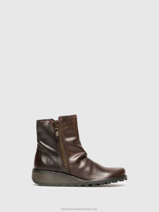 Zip Up Ankle Boots MON944 DK. Women V00W270 BROWN Fly London