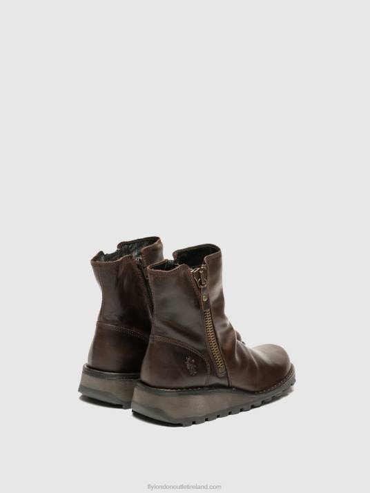 Zip Up Ankle Boots MON944 DK. Women V00W270 BROWN Fly London