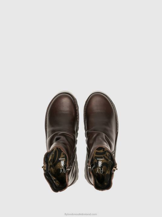 Zip Up Ankle Boots MON944 DK. Women V00W270 BROWN Fly London