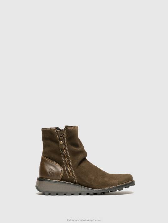 Zip Up Ankle Boots MON944 Women V00W12 SLUDGE/OLIVE Fly London