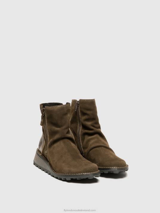 Zip Up Ankle Boots MON944 Women V00W12 SLUDGE/OLIVE Fly London