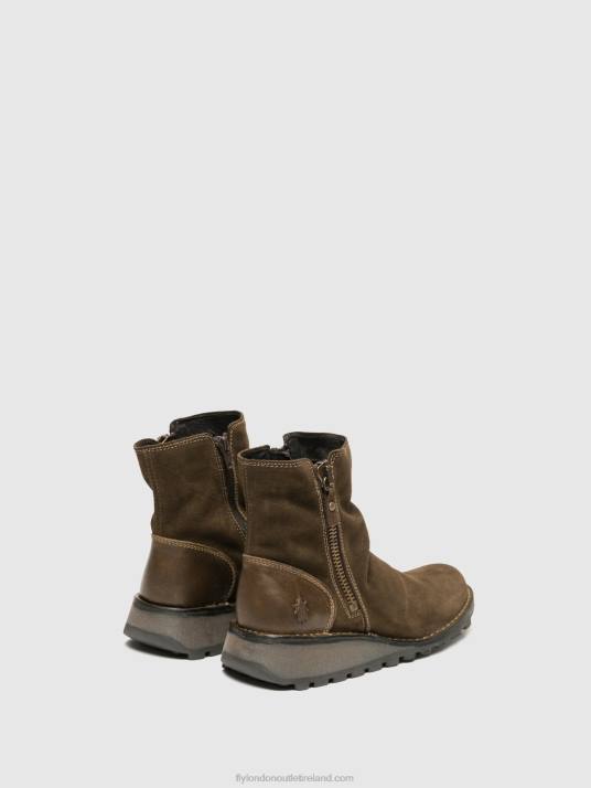 Zip Up Ankle Boots MON944 Women V00W12 SLUDGE/OLIVE Fly London
