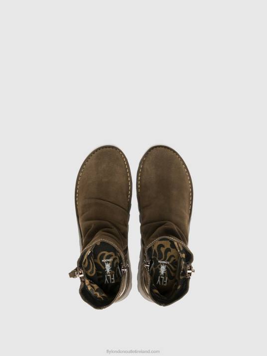 Zip Up Ankle Boots MON944 Women V00W12 SLUDGE/OLIVE Fly London