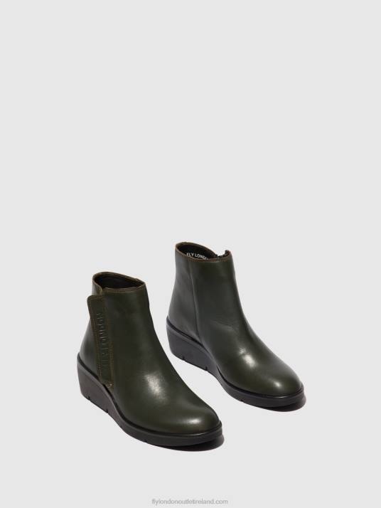 Zip Up Ankle Boots NULA550 Women V00W43 DARK GREEN Fly London