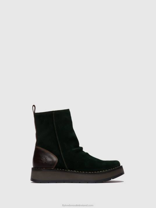 Zip Up Ankle Boots RENO053 Women V00W248 OILSUEDE/RUG GREEN FOREST/DK.BROWN Fly London