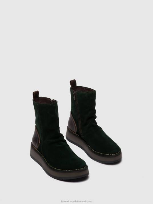 Zip Up Ankle Boots RENO053 Women V00W248 OILSUEDE/RUG GREEN FOREST/DK.BROWN Fly London