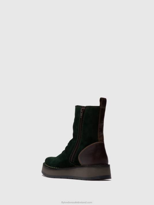 Zip Up Ankle Boots RENO053 Women V00W248 OILSUEDE/RUG GREEN FOREST/DK.BROWN Fly London