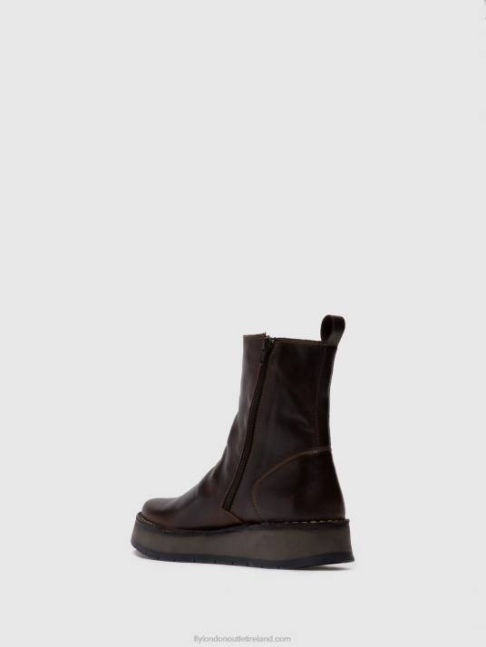 Zip Up Ankle Boots RENO053 Women V00W285 RUG DK. BROWN Fly London