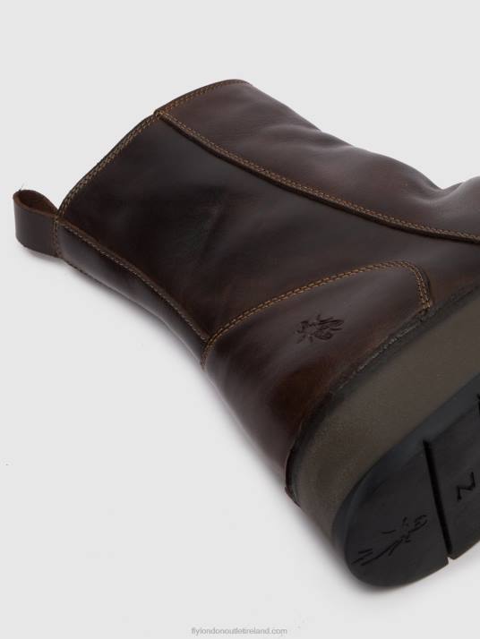 Zip Up Ankle Boots RENO053 Women V00W285 RUG DK. BROWN Fly London