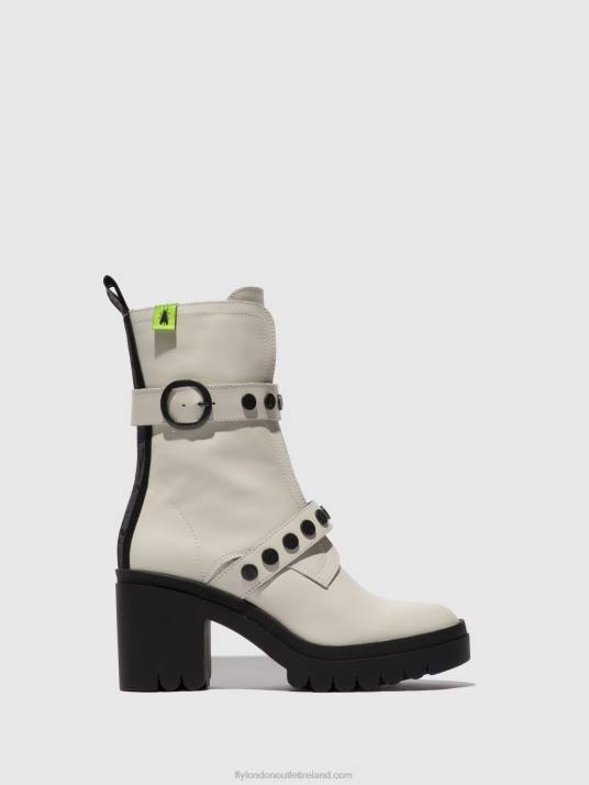 Zip Up Ankle Boots TAMA888 Women V00W161 NAUSICA OFFWHITE Fly London