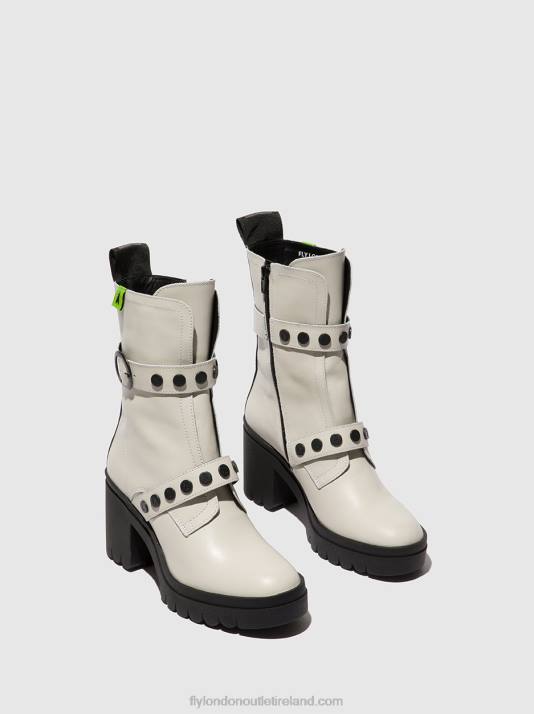 Zip Up Ankle Boots TAMA888 Women V00W161 NAUSICA OFFWHITE Fly London