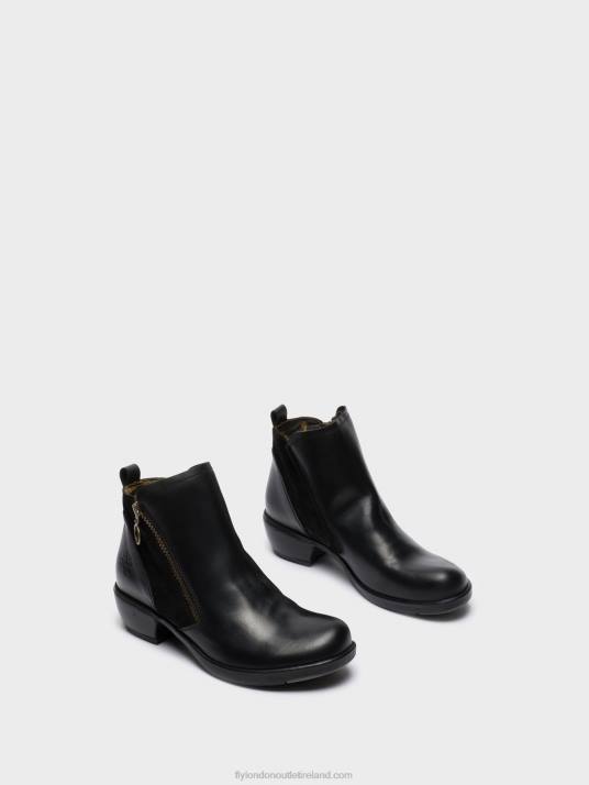 Zip Up Ankle Boots Women V00W15 MELI BLACK Fly London