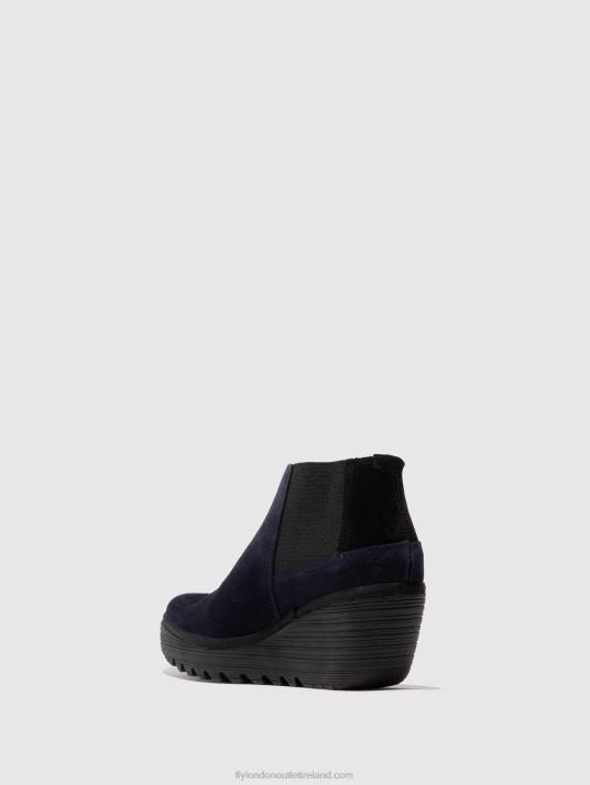 Zip Up Ankle Boots YEGO400 Women V00W27 NAVY/BLACK Fly London