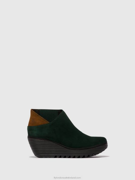 Zip Up Ankle Boots YEGO400 Women V00W30 FOREST GREEN/CAMEL Fly London