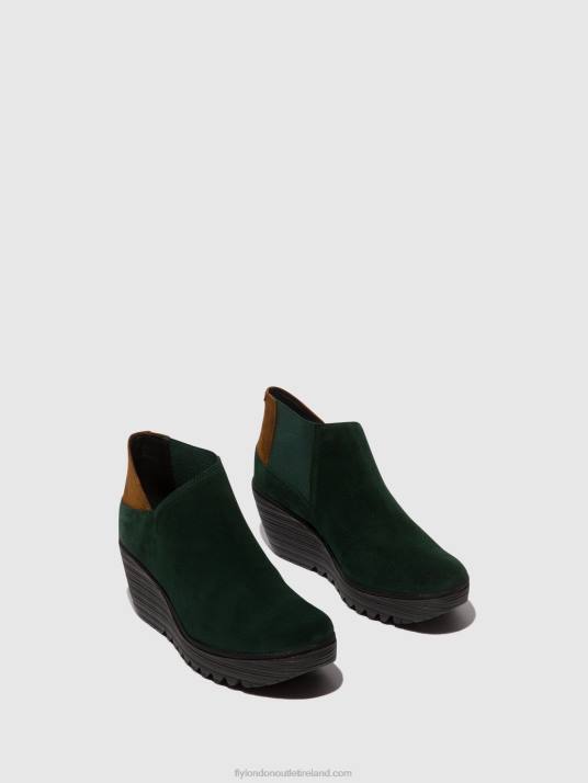 Zip Up Ankle Boots YEGO400 Women V00W30 FOREST GREEN/CAMEL Fly London