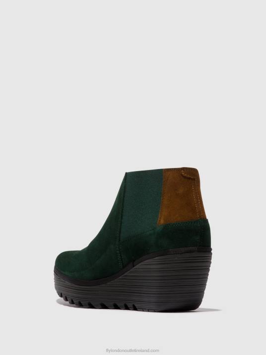 Zip Up Ankle Boots YEGO400 Women V00W30 FOREST GREEN/CAMEL Fly London