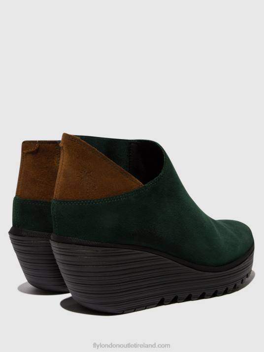 Zip Up Ankle Boots YEGO400 Women V00W30 FOREST GREEN/CAMEL Fly London