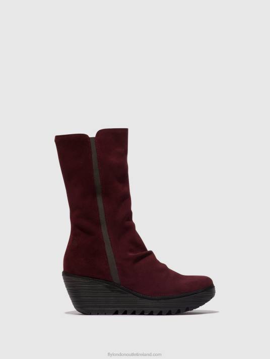Zip Up Ankle Boots YEMY408 Women V00W26 WINE/DIESEL Fly London