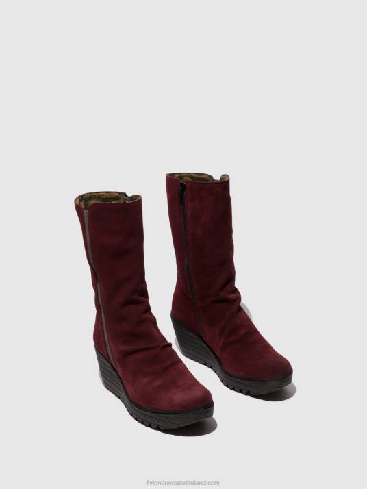 Zip Up Ankle Boots YEMY408 Women V00W26 WINE/DIESEL Fly London