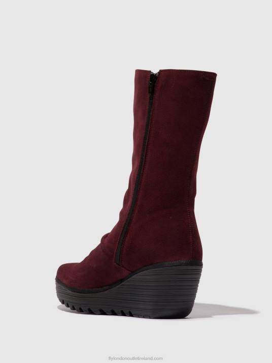 Zip Up Ankle Boots YEMY408 Women V00W26 WINE/DIESEL Fly London