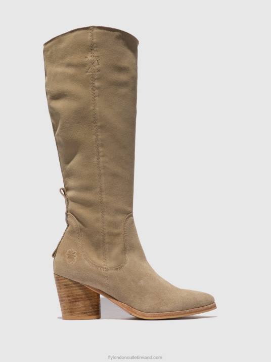 Zip Up Boots AMES826 Women V00W326 SUEDE CREME Fly London
