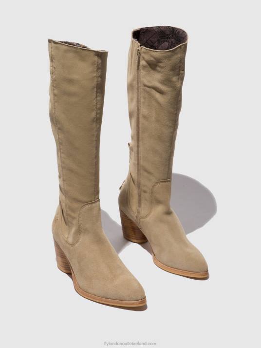Zip Up Boots AMES826 Women V00W326 SUEDE CREME Fly London