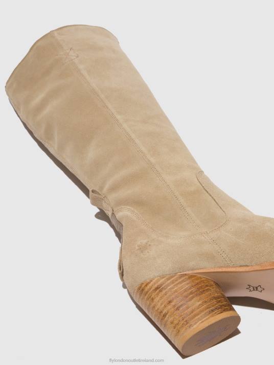 Zip Up Boots AMES826 Women V00W326 SUEDE CREME Fly London