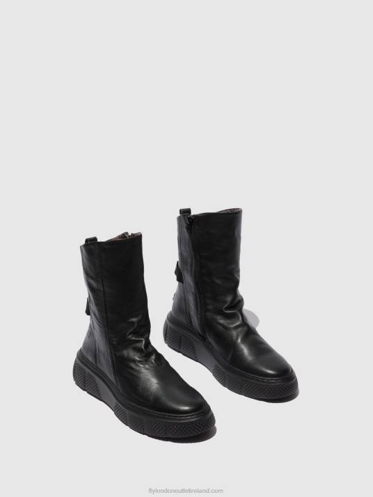 Zip Up Boots ESEN485 Women V00W325 DUBLIN BLACK(BLACK SOLE) Fly London