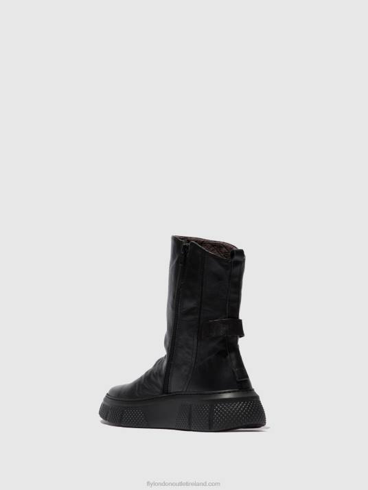 Zip Up Boots ESEN485 Women V00W325 DUBLIN BLACK(BLACK SOLE) Fly London