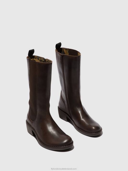 Zip Up Boots MADA081 Women V00W303 DK. BROWN Fly London