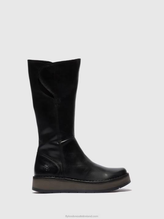 Zip Up Boots RHEA042 Women V00W339 RUG BLACK Fly London