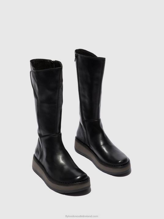 Zip Up Boots RHEA042 Women V00W339 RUG BLACK Fly London