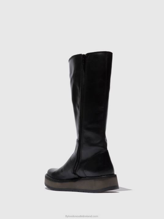 Zip Up Boots RHEA042 Women V00W339 RUG BLACK Fly London
